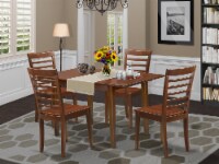 NOML5-MAH-W 5 Pc Table set - Table with a 12in Leaf and 4 Dining Chairs