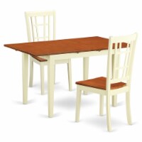 East West Furniture Norfolk 3-piece Dining Set w/ Wood Seat in Buttermilk/Cherry