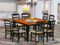 East West Furniture Parfait 9-piece Dining Set with Fabric Seat in Black/Cherry