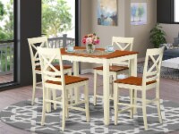 YAQU5-WHI-W 5 Pc counter height Table and chair set - high Table and 4 Chairs.