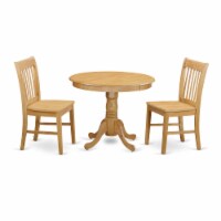 East West Furniture Antique 3-piece Small Dining Table and Chair Set in Oak