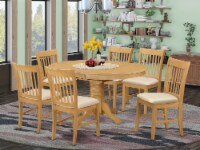 East West Furniture Avon 7-piece Wood Dining Set with Fabric Seat in Oak