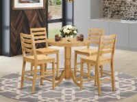 JACF5-OAK-W 5 PC Dining counter height set-pub Table and 4 Dining Chairs.