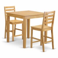 East West Furniture Pub 3-piece Wood Dining Set with Bar Stools in Oak