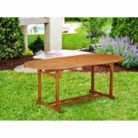 East West Furniture BBSTXNA Beasley Oval Terrace Acacia Solid Wood Dining Table with Extensio