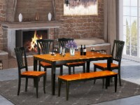 NIAV6-BCH-W 6 PC Table set-Dining Table and 4 Wood Dining Chairs plus a bench