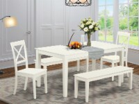 CABO5C-LWH-W 5 Piece dining table set for 6-Table and 2 Chairs and 2 Benches