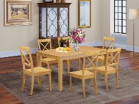 CABO7-OAK-W 7 Piece Dining Set for 6 set-Table and 6 Wood Seat Chairs in Oak