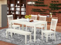 CAWE6-LWH-W 6 Pc dining for 6-Table & 4 Chairs & 1 Benches in Linen White
