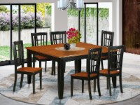 East West Furniture Parfait 7-piece Dining Set with Wood Chairs in Black/Cherry