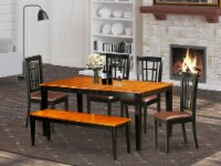 NICO6-BLK-LC 6 PC Table set-Dining Table and 4 Dining Chairs plus a bench