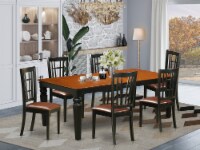 East West Furniture Logan 7-piece Wood Dining Set with Leather Seat in Cherry