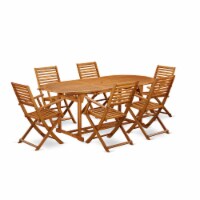 BSBS7CANA This 7 Piece Acacia Hardwood Outdoor-Furniture patio Dining Set