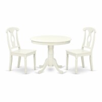 East West Furniture Antique 3-piece Dining Set with Panel Back Chair in White