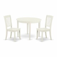 East West Furniture Boston 3-piece Dining Table and Slatted Chairs in White