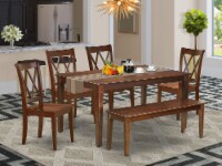 6PC Rectangular 60 inch Table and 4 Double X back Chairs plus 1 bench