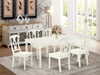 7PC Rectangular 60/78 inch Table with 18 In Leaf and 6 Panel Back Chairs