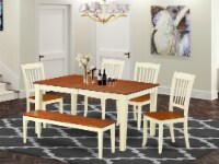 East West Furniture Nicoli 6-piece Wood Dining Set with Slatted Chairs in Cherry