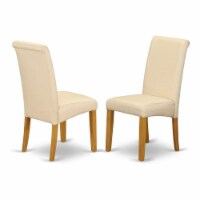 East West Furniture Barry 42  Wood Dining Chairs in Oak/Beige (Set of 2)