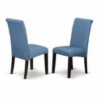 East West Furniture Barry 42  Wood Dining Chairs in Cappuccino/Blue (Set of 2)