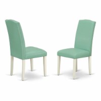 East West Furniture Encinal 40  Leather Dining Chairs in Blue/White (Set of 2)