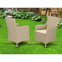 Set of 2 Chairs HLUC153V Outdoor-Furniture Wicker Patio Chair in Cream Finish