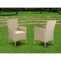 Set of 2 Chairs HVLC153V Outdoor-Furniture Wicker Patio Chair in Cream Finish