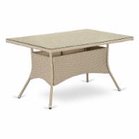 HVLTG53V Outdoor-Furniture Wicker Patio Table in Cream Finish