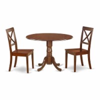 East West Furniture Dublin Table and X-back Chair Set with Wood Seat in Mahogany