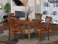 5Pc set, A Table With Self Storing Butterfly Leaf And 4 Wood Seat Dining Chairs