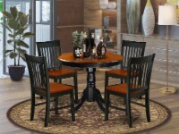 ANNO5-BCH-W 3Pc Round 36  Dinner Table And Two Wood Seat Dining Chairs