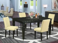 5Pc  42/60   table With 18 In Self Storing & Four Parson Chair ,Color Eggnog