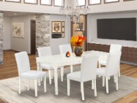7-Piece 60/78  Table With 18  Leaf and 6 Chair and Pu Leather White