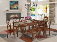 DOBO9-MAH-W 9Pc 60/78  Family Table With 18 In And 8 Wood Seat Chairs