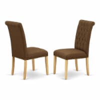 East West Furniture Bremond 42  Fabric Dining Chairs in Oak/Brown (Set of 2)