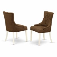 East West Furniture Friona 41  Fabric Dining Chairs in White/Brown (Set of 2)