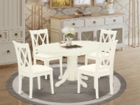 5Pc Dining Set Includes an Oval Table with & Four Double X Back,Linen White