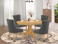 East West Furniture Avon 5-piece Wood Dining Set in Oak/Dark Gotham Gray