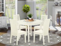 BOIP5-WHI-C 5Pc Dining Set Includes a Round Table & Four Linen seat Chairs,White