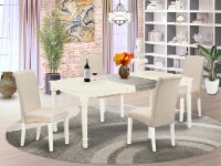 East West Furniture Dover 5-piece Wood Dining Set in Linen White/Cream