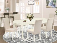 East West Furniture Dover 7-piece Wood Dinette Set in Linen White/Cream