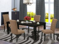 5Pc Dining Set -Table with & Four Chairs with Light Sable Fabric, Black