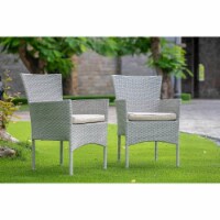 East West Furniture BKLC103A Bork Patio Chair with Cushion, Natural Linen Wicker & Beige Cush