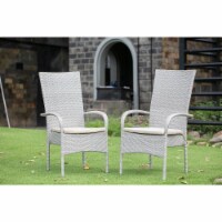 East West Furniture OSLC103A Oslo Patio Chair with Cushion, Natural Linen Wicker & Beige Cush