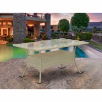 East West Furniture OSLTG03 Oslo Patio Table with Glass Top, Natural Linen Wicker