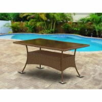 East West Furniture OSLTG02 Oslo Patio Table with Glass Top, Brown Wicker