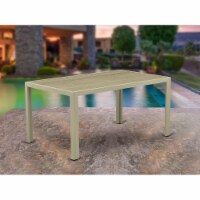 East West Furniture JULTW03 Jubi Patio Table with Glass Top, Natural Linen Wicker