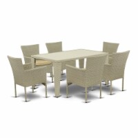 GUBK7-03A 7Pc Outdoor-Furniture Natural Color Wicker Dining Set