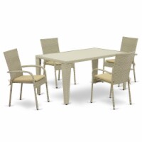GUGU5-03A 5Pc Outdoor-Furniture Natural Color Wicker Dining Set