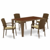 GUJU5-02A 5Pc Outdoor-Furniture Brown Wicker Dining Set